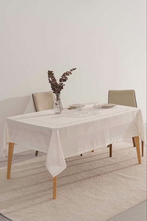 Jumbo Jakar Krem Sıvı İtici Leke Tutmaz Masa Örtüsü 160x220 cm