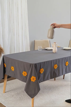 Florita Antrasit Punch İşlemeli Dertsiz Leke Tutmaz Masa Örtüsü 160x220 cm