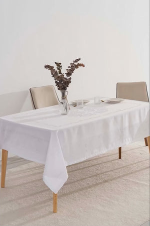 Jumbo Jakar Beyaz Sıvı İtici Leke Tutmaz Masa Örtüsü 160x220 cm