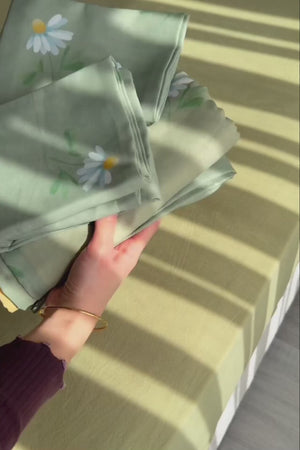 Yeşil Papatya Tek Kişilik Yazlık Pamuklu Nevresim Takımı