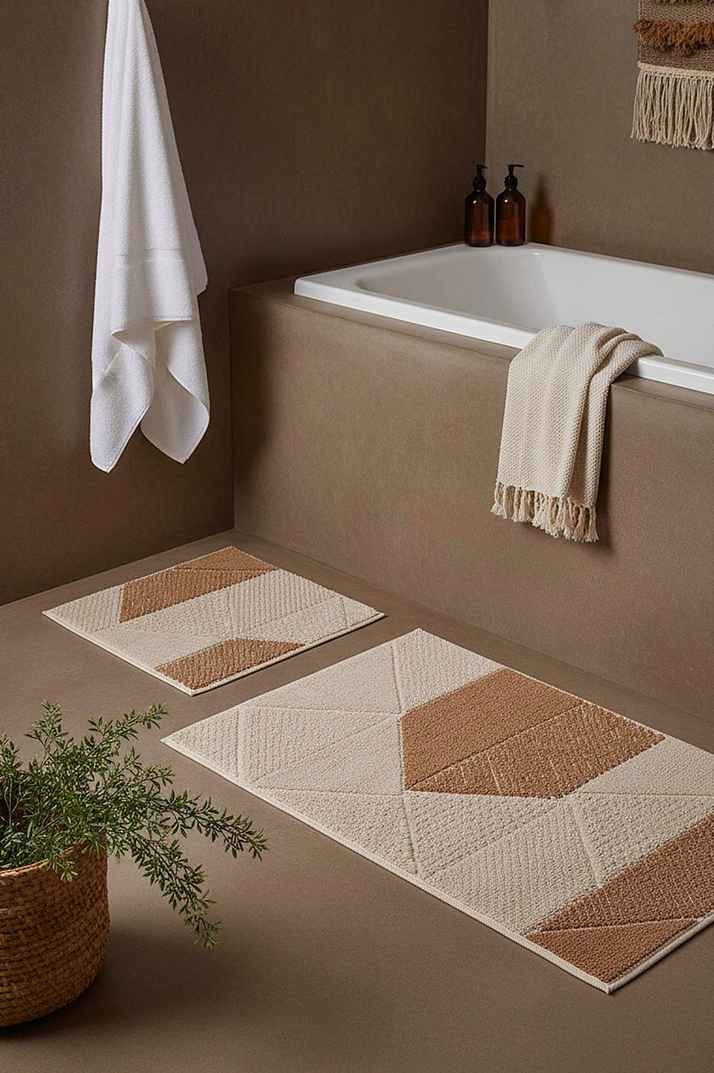 Terra Geometrik 2’li Banyo & Klozet Paspas Takımı