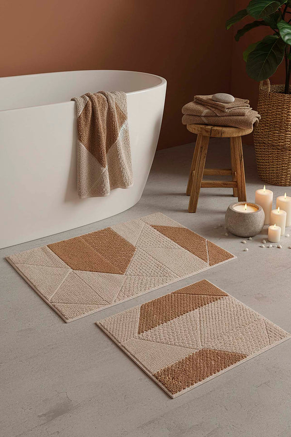 Terra Geometrik 2’li Banyo & Klozet Paspas Takımı
