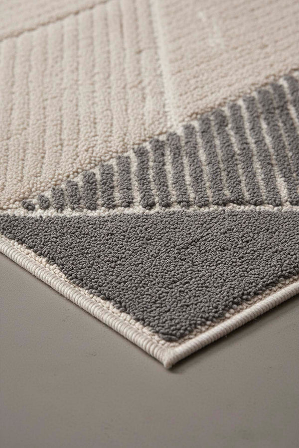 Soft Gri Geometrik Desen 2’li Banyo & Klozet Paspas Takımı