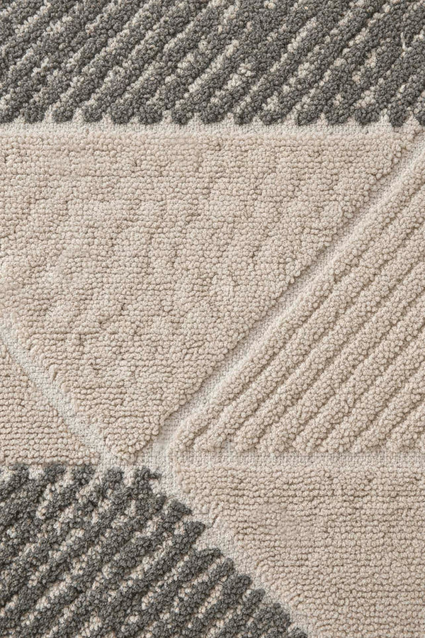 Soft Gri Geometrik Desen 2’li Banyo & Klozet Paspas Takımı