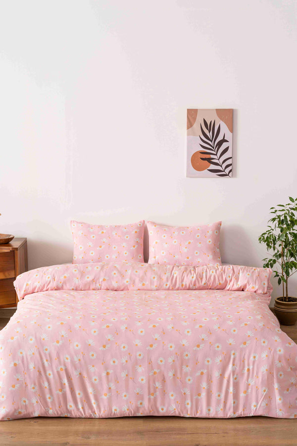 Pudra Papatya Çift Kişilik Outlet Nevresim Takımı Pamuklu