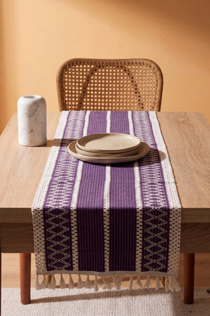 Mor Regina Pamuklu Püsküllü Runner 35x145 cm – görsel 4