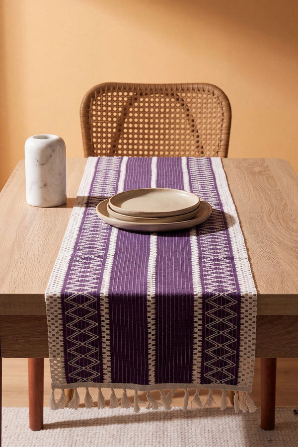 Mor Regina Pamuklu Püsküllü Runner 35x145 cm – görsel 4