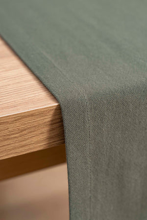 Ruffle Haki Fırfırlı %100 Pamuklu Ham Keten Runner 50x130 cm