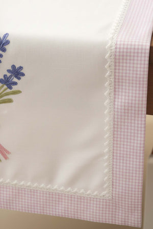 Lavanta İşlemeli Buldan Kumaş Runner 50x130 cm