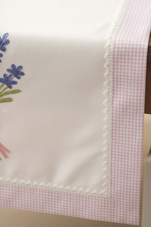 Lavanta İşlemeli Buldan Kumaş Runner 50x130 cm