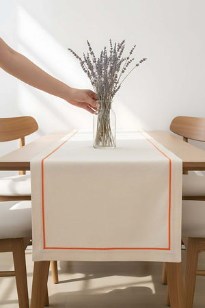 Turuncu Biyeli Krem Runner 50×130 cm