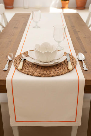 Turuncu Biyeli Krem Runner 50×130 cm