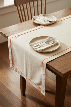 Turuncu Biyeli Krem Runner 50×130 cm