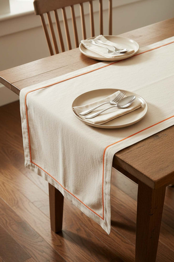 Turuncu Biyeli Krem Runner 50×130 cm