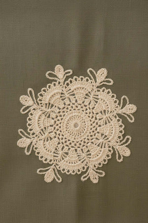 Haki Dantel Motifli Runner 50x130 cm