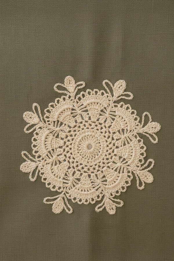 Haki Dantel Motifli Runner 50x130 cm