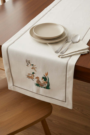 Kuş Nakışlı Runner 50x130 cm