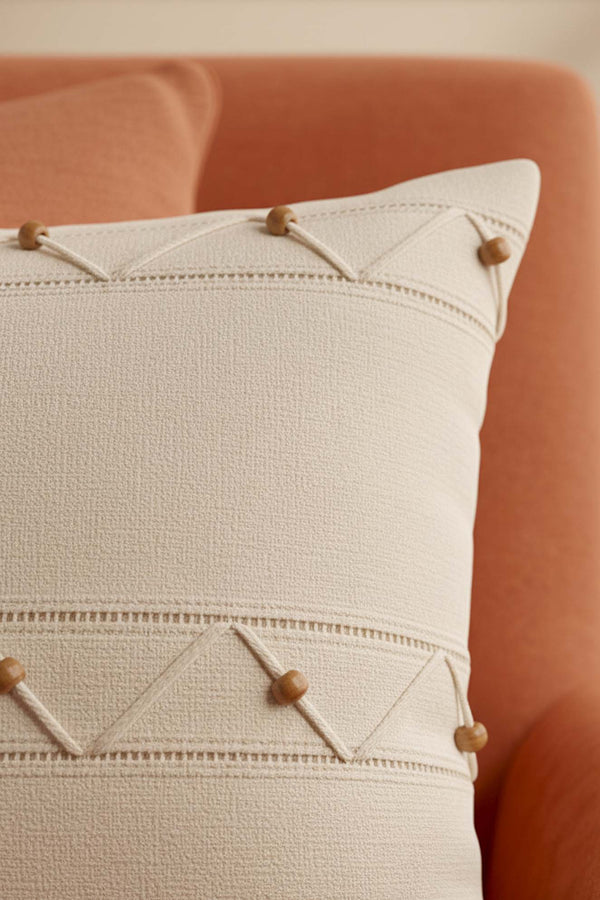 Zigzag Boncuk İşlemeli Dekoratif Kırlent Kılıfı