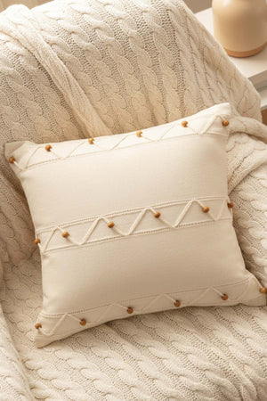 Zigzag Boncuk İşlemeli Dekoratif Kırlent Kılıfı