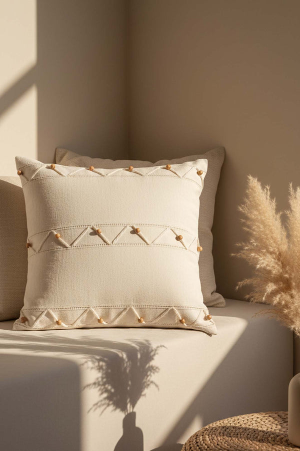 Zigzag Boncuk İşlemeli Dekoratif Kırlent Kılıfı
