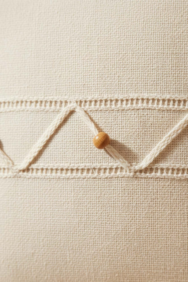 Zigzag Boncuk İşlemeli Püsküllü Dekoratif Kırlent Kılıfı