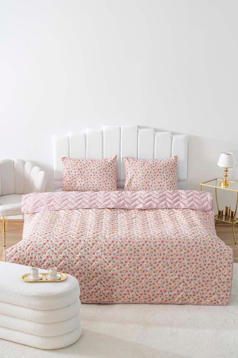 Rossie Çift Kişilik Outlet Pamuklu Kapitone Pike & Çok Amaçlı Yatak Örtüsü
