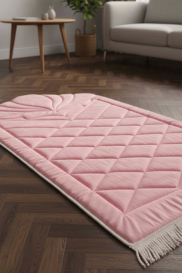 Pembe Kapitone Dolgulu Lüks Seccade 65x115 cm