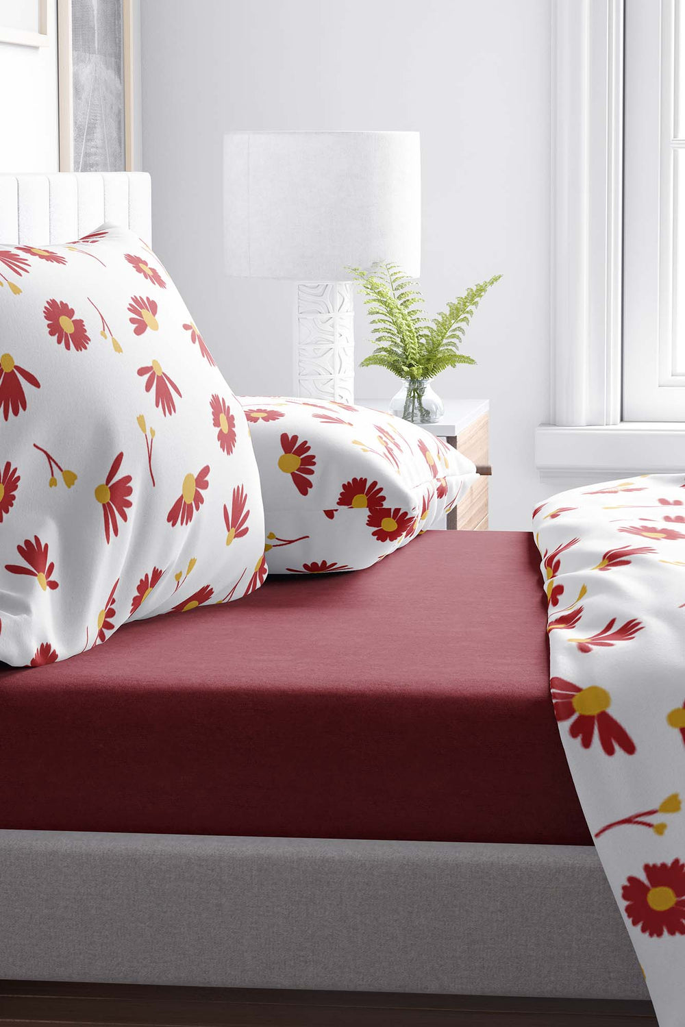 Bordo Tek Kişilik Lastikli Çarşaf 100x200