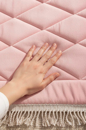Pembe Kapitone Dolgulu Lüks Seccade 65x115 cm