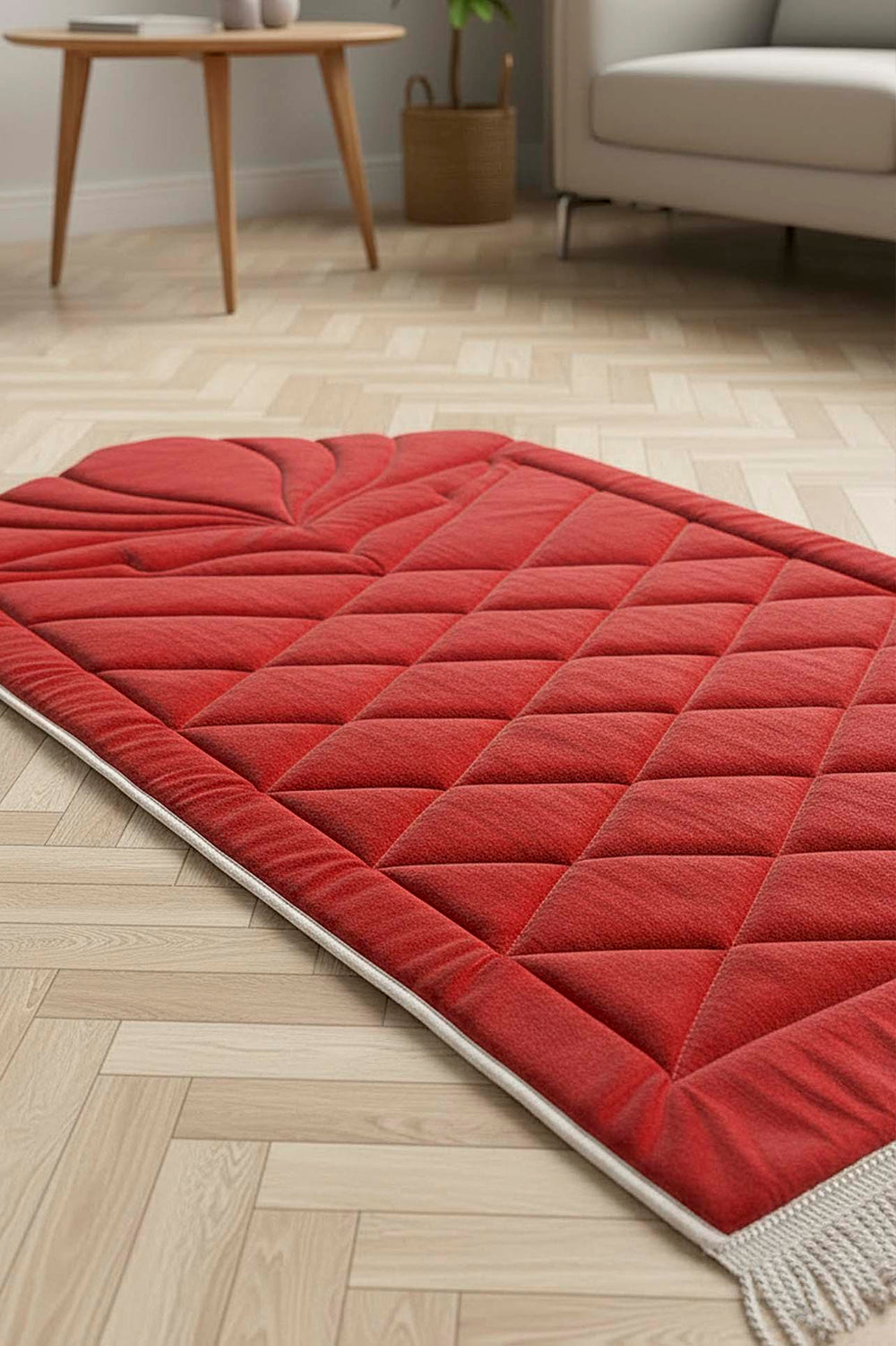 Kırmızı Kapitone Dolgulu Lüks Seccade 65x115 cm
