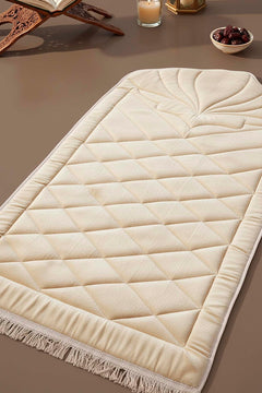 Krem Kapitone Dolgulu Lüks Seccade 65x115 cm
