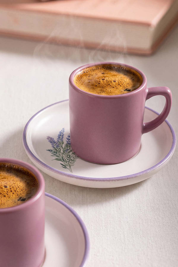 Mor Elegant Blossoms 2 Kişilik Kahve Sunum Seti - 4 Parça