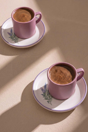 Mor Elegant Blossoms 2 Kişilik Kahve Sunum Seti - 4 Parça