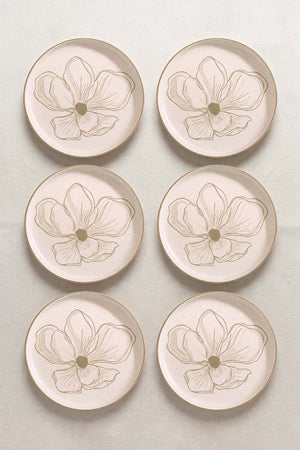 Taupe Bloom Nordic 6'lı Pasta & Sunum Tabağı 22 cm
