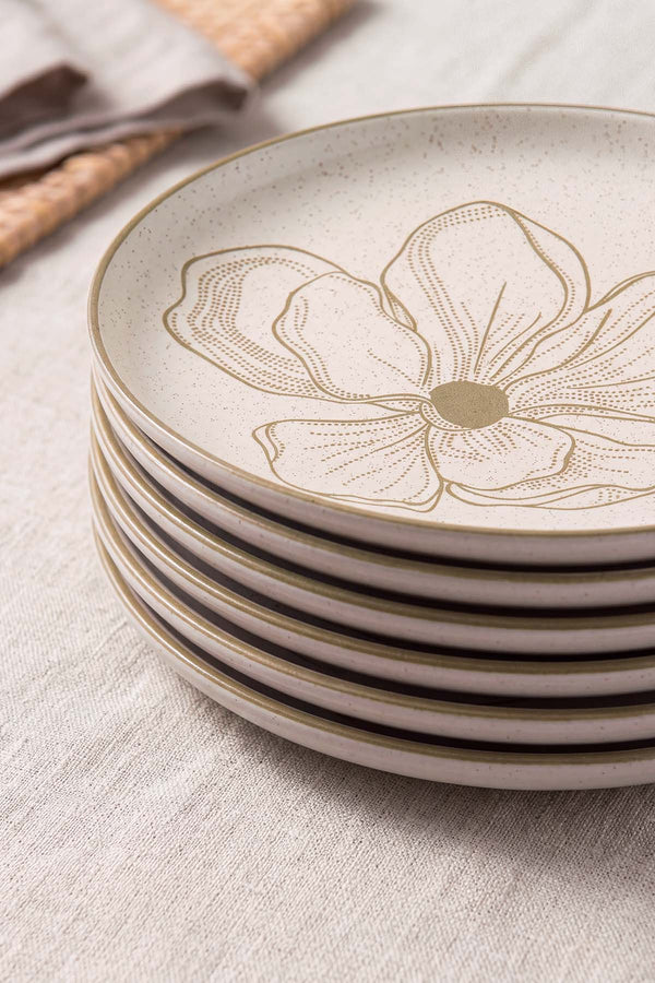 Taupe Bloom Nordic 6'lı Pasta & Sunum Tabağı 22 cm