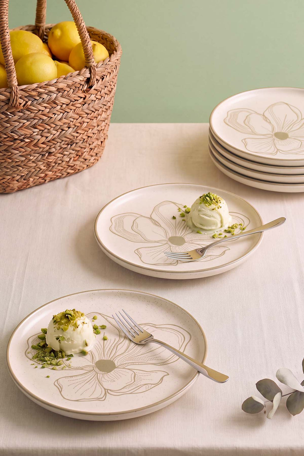 Taupe Bloom Nordic 6'lı Pasta & Sunum Tabağı 22 cm