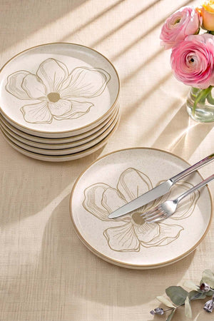 Taupe Bloom Nordic 6'lı Pasta & Sunum Tabağı 22 cm