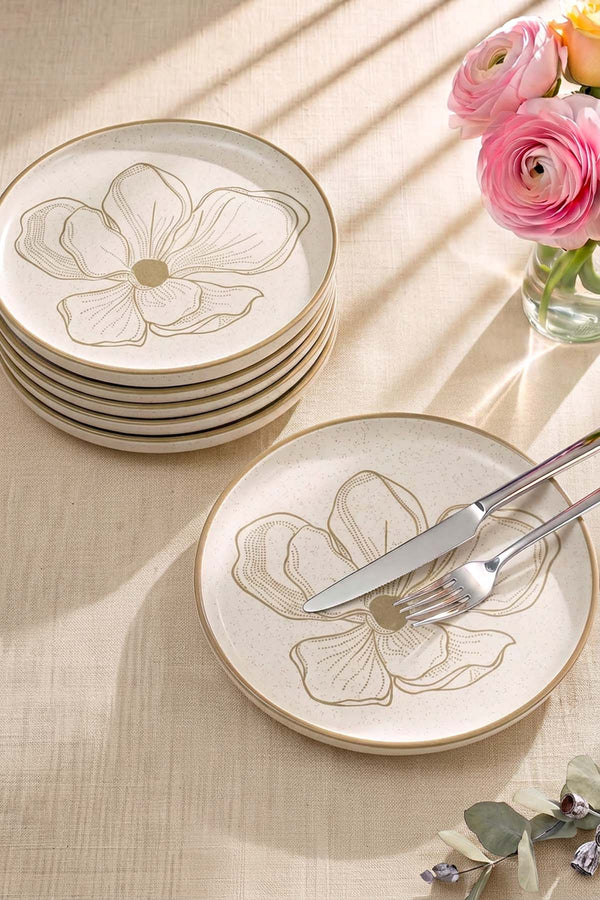 Taupe Bloom Nordic 6'lı Pasta & Sunum Tabağı 22 cm