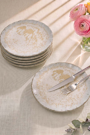 Vintage Cream Sirius 6'lı Pasta & Sunum Tabağı 22 cm
