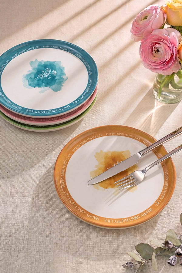 Flowers Mottolu Nordic 4'lü Pasta & Sunum Tabağı 22 cm