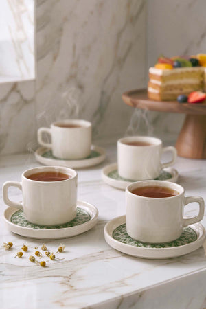 Timeless Green Stackable 4 Kişilik Çay Sunum Seti - 8 Parça