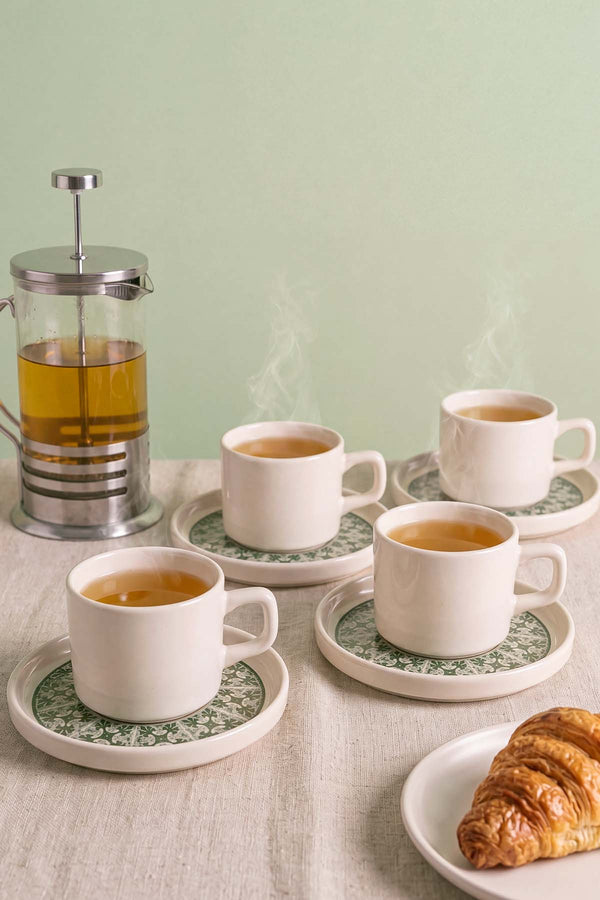 Timeless Green Stackable 4 Kişilik Çay Sunum Seti - 8 Parça