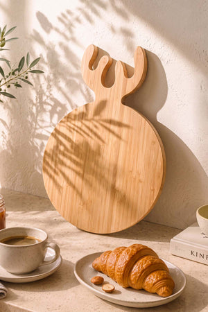 Geyikli Bambu Sunum Kesme Tahtası 32 cm