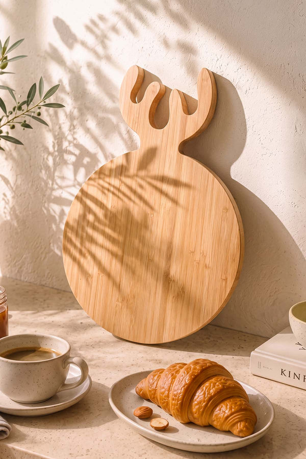 Geyikli Bambu Sunum Kesme Tahtası 32 cm