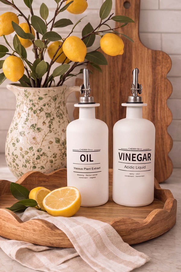 Beyaz Baskılı 2'li Yağdanlık & Sirkelik Set 500 ml
