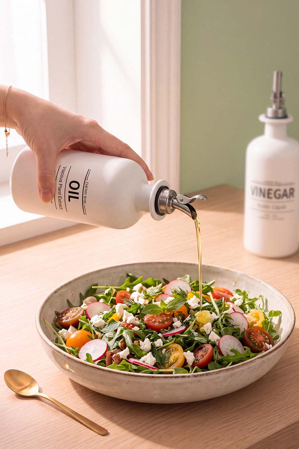 Beyaz Baskılı 2'li Yağdanlık & Sirkelik Set 500 ml
