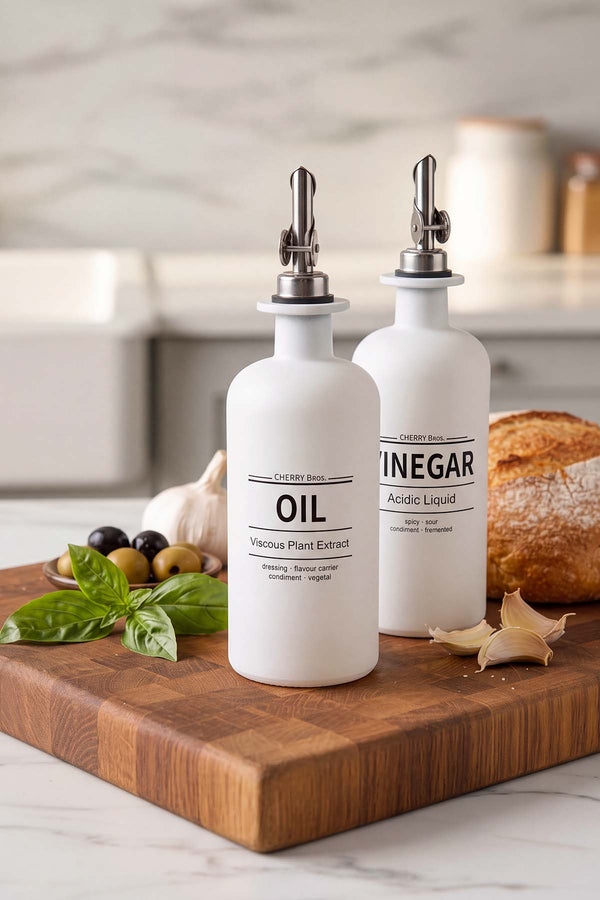 Beyaz Baskılı 2'li Yağdanlık & Sirkelik Set 500 ml