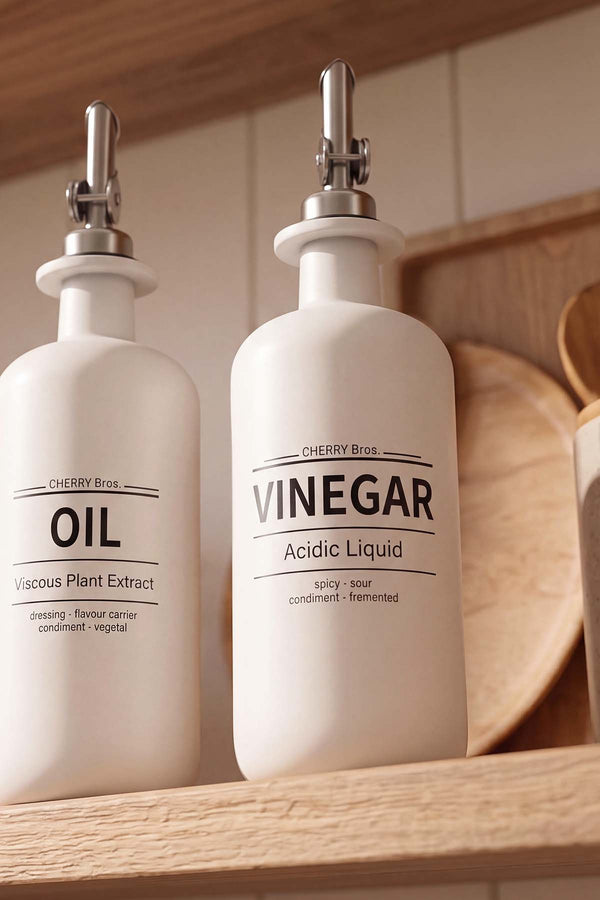 Beyaz Baskılı 2'li Yağdanlık & Sirkelik Set 500 ml