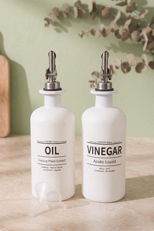 Beyaz Baskılı 2'li Yağdanlık & Sirkelik Set 500 ml