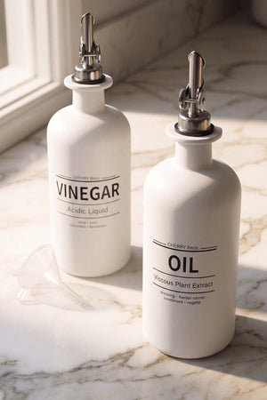 Beyaz Baskılı 2'li Yağdanlık & Sirkelik Set 500 ml